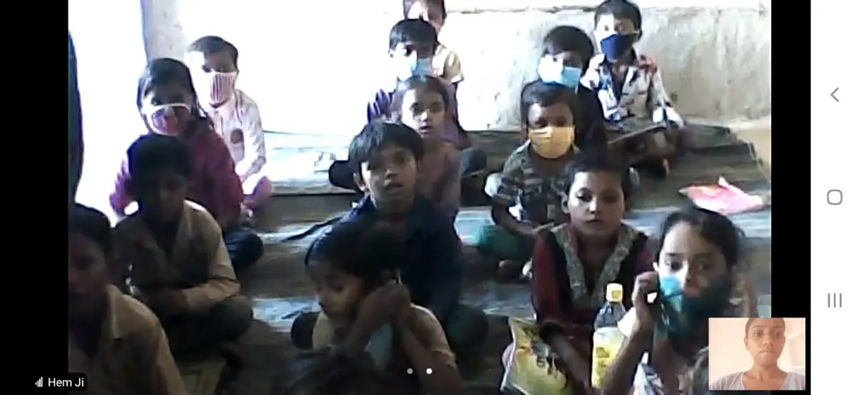 A virtual training session, conducted with masks on during the pandemic.