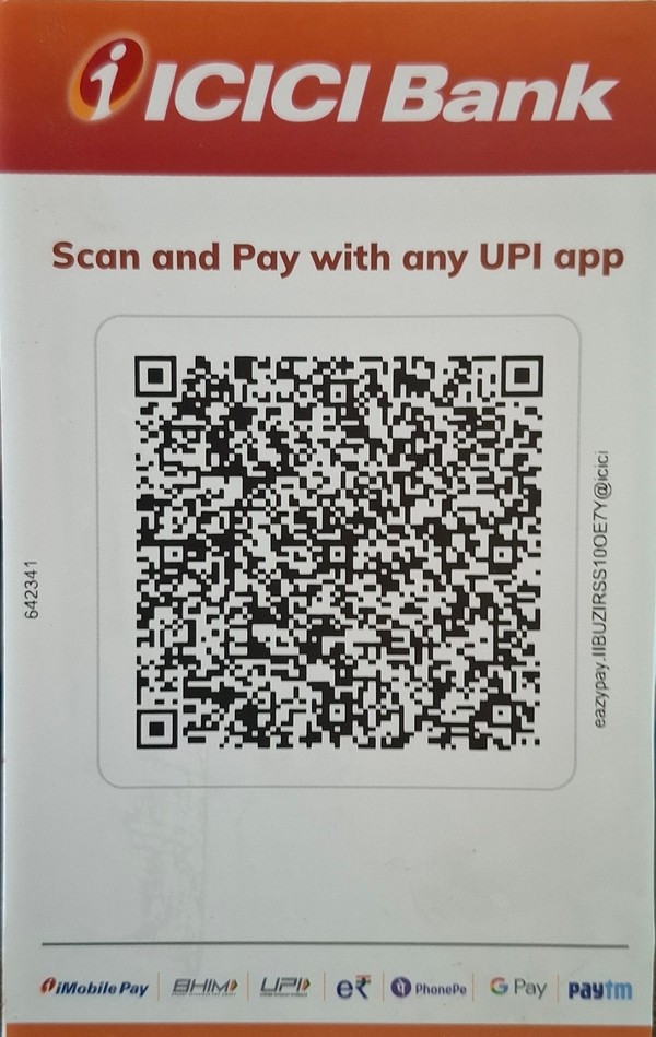 ICICI Bank UPI QR code — scan to donate to SLS UJAS